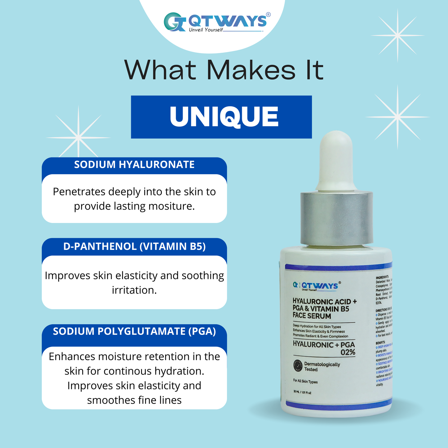 HYALURONIC ACID + PGA + VITAMIN B5 FACE SERUM