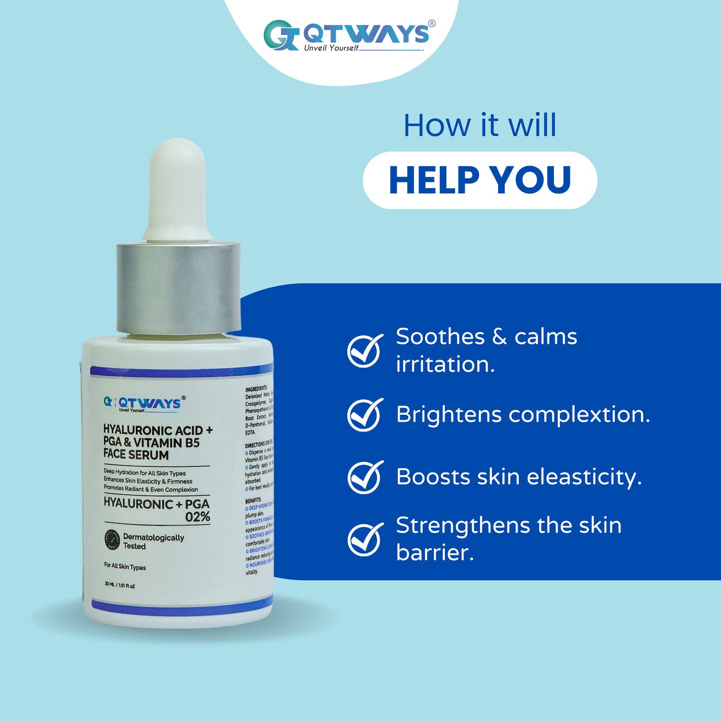 HYALURONIC ACID + PGA + VITAMIN B5 FACE SERUM