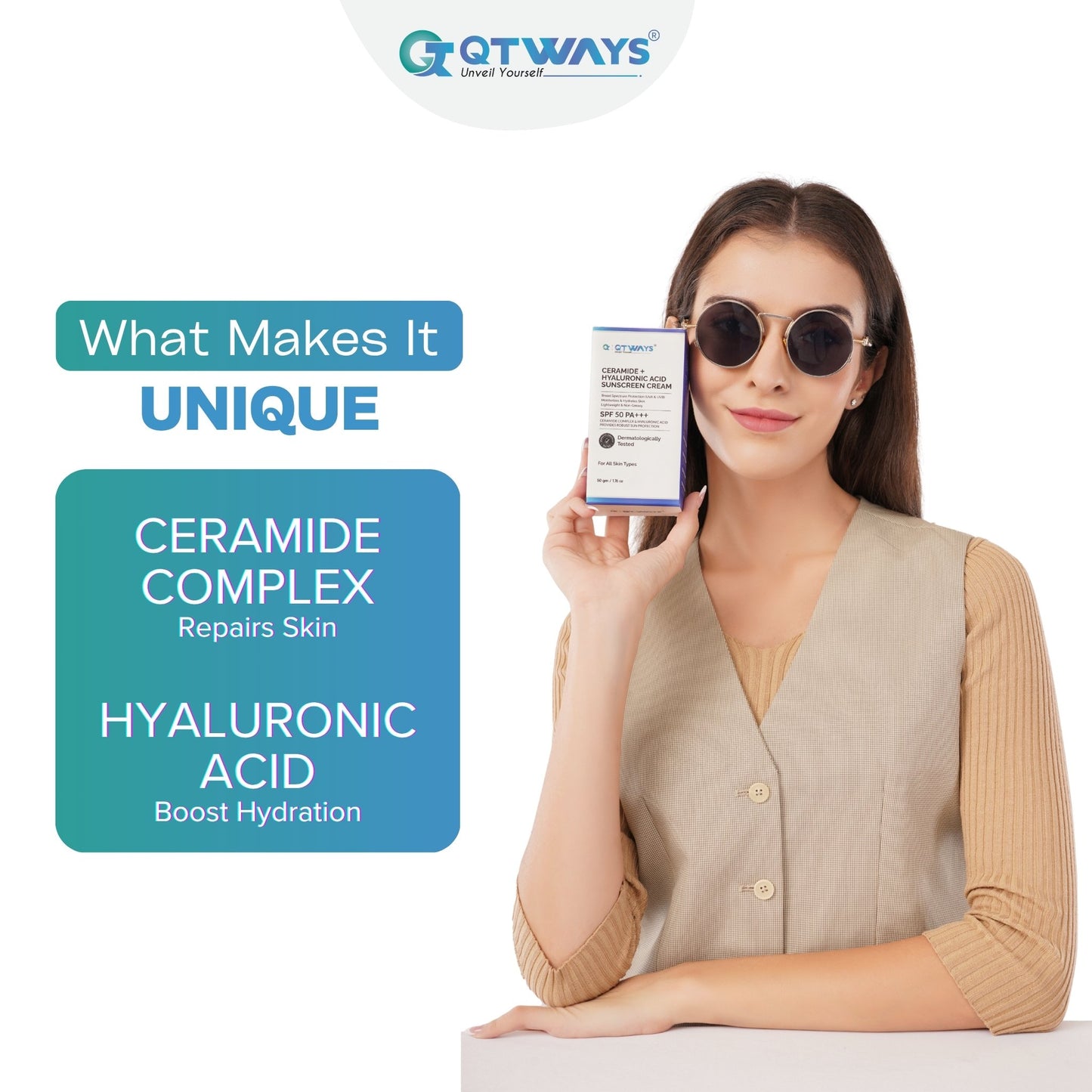 CERAMIDE + HYALURONIC ACID SUNSCREEN CREAM SPF 50 PA+++