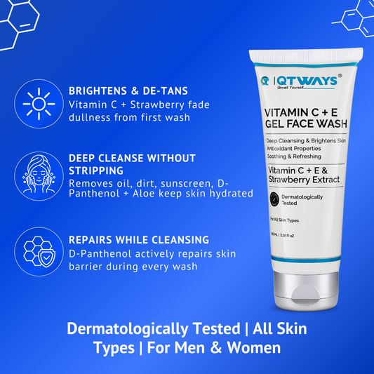 Vitamin C + E Gel Face Wash with Strawberry Extract & D-Panthenol — India’s Cleanest Brightening Cleanser