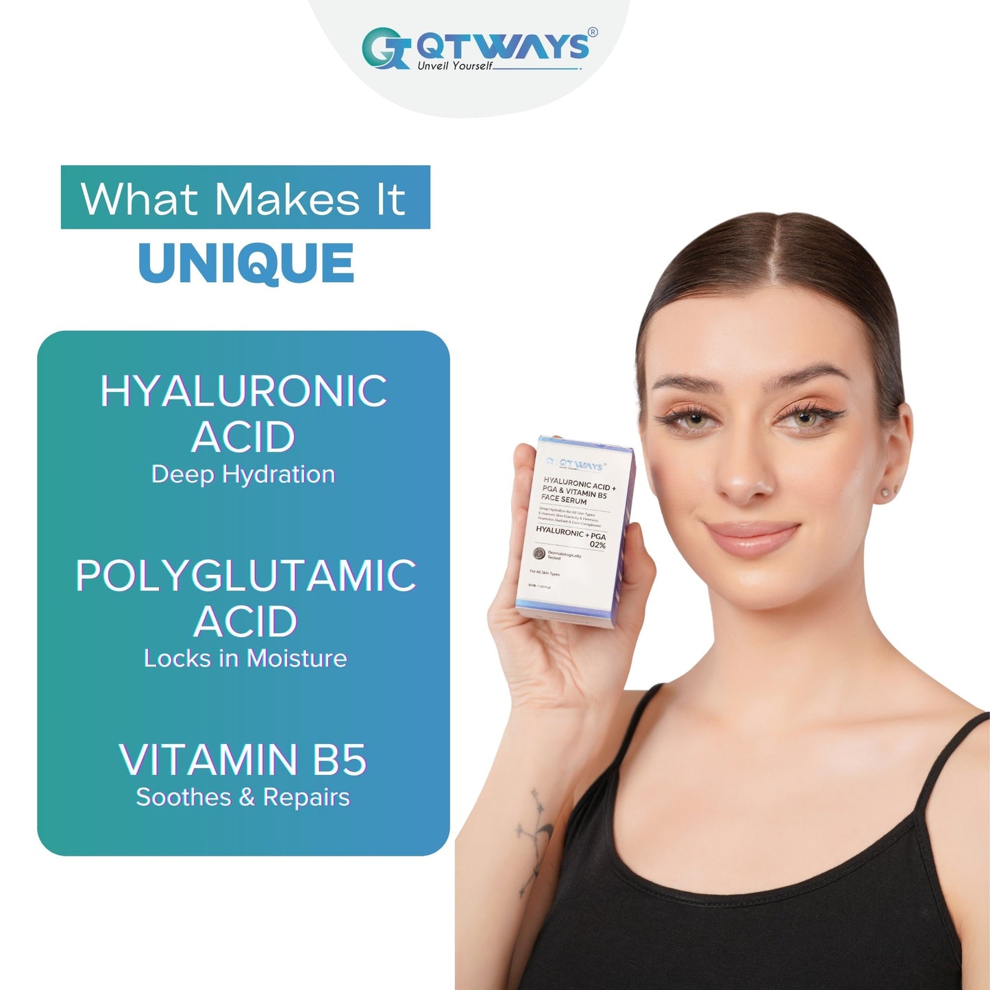 HYALURONIC ACID + PGA + VITAMIN B5 FACE SERUM