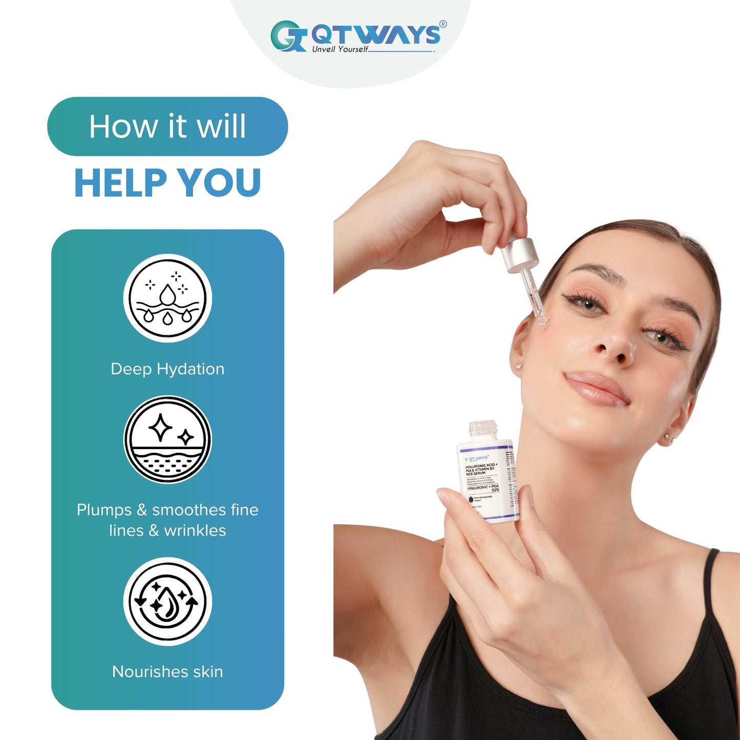 HYALURONIC ACID + PGA + VITAMIN B5 FACE SERUM