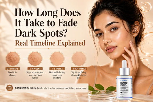 QTWAYS serum timeline for fading dark spots and pigmentation