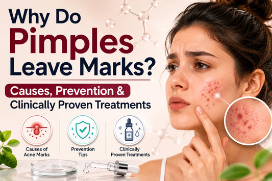 Why do pimples leave marks? Illustration explaining the causes, prevention tips, and clinically proven treatments for acne marks on acne-prone skin
