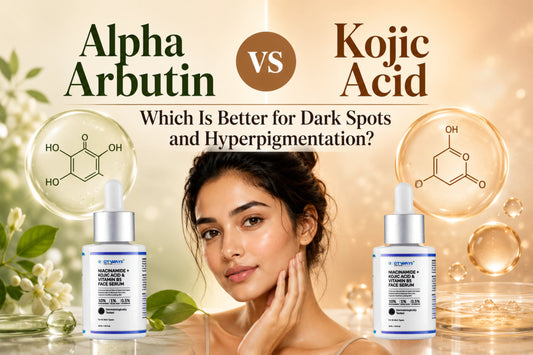 QTWAYS serum comparison of Alpha Arbutin vs Kojic Acid for dark spots