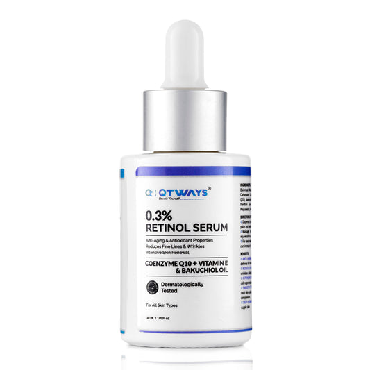 QTWAYS 0.3% Retinol Serum with Bakuchiol & Vitamin B5 | 30ml