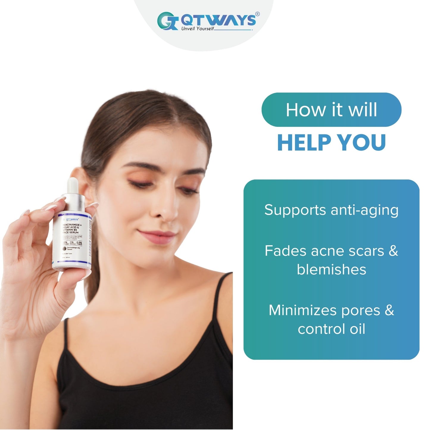 10% NIACINAMIDE + 1% KOJIC ACID + 0.5% VITAMIN B5 FACE SERUM
