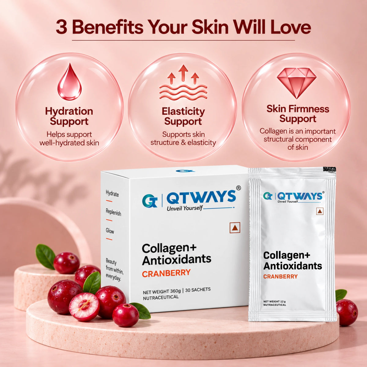QTWAYS Collagen + Antioxidants – Cranberry