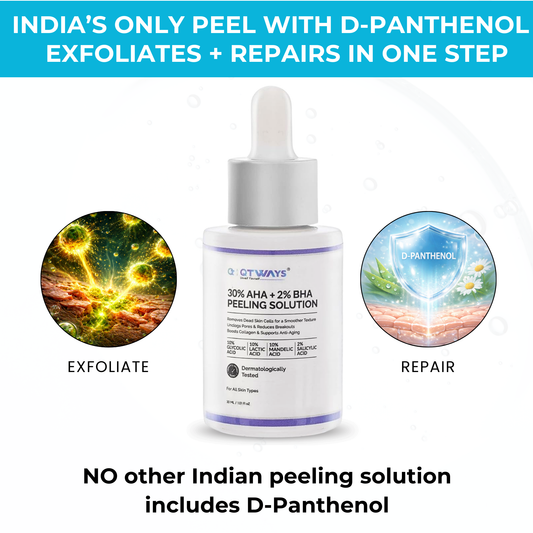 30% AHA + 2% BHA Peeling Solution with D-Panthenol — India’s Only Peel That Repairs While It Exfoliates