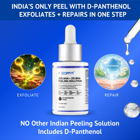30% AHA + 2% BHA Peeling Solution with D-Panthenol — India’s Only Peel That Repairs While It Exfoliates