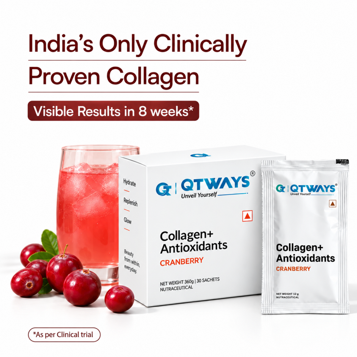 QTWAYS Collagen + Antioxidants – Cranberry
