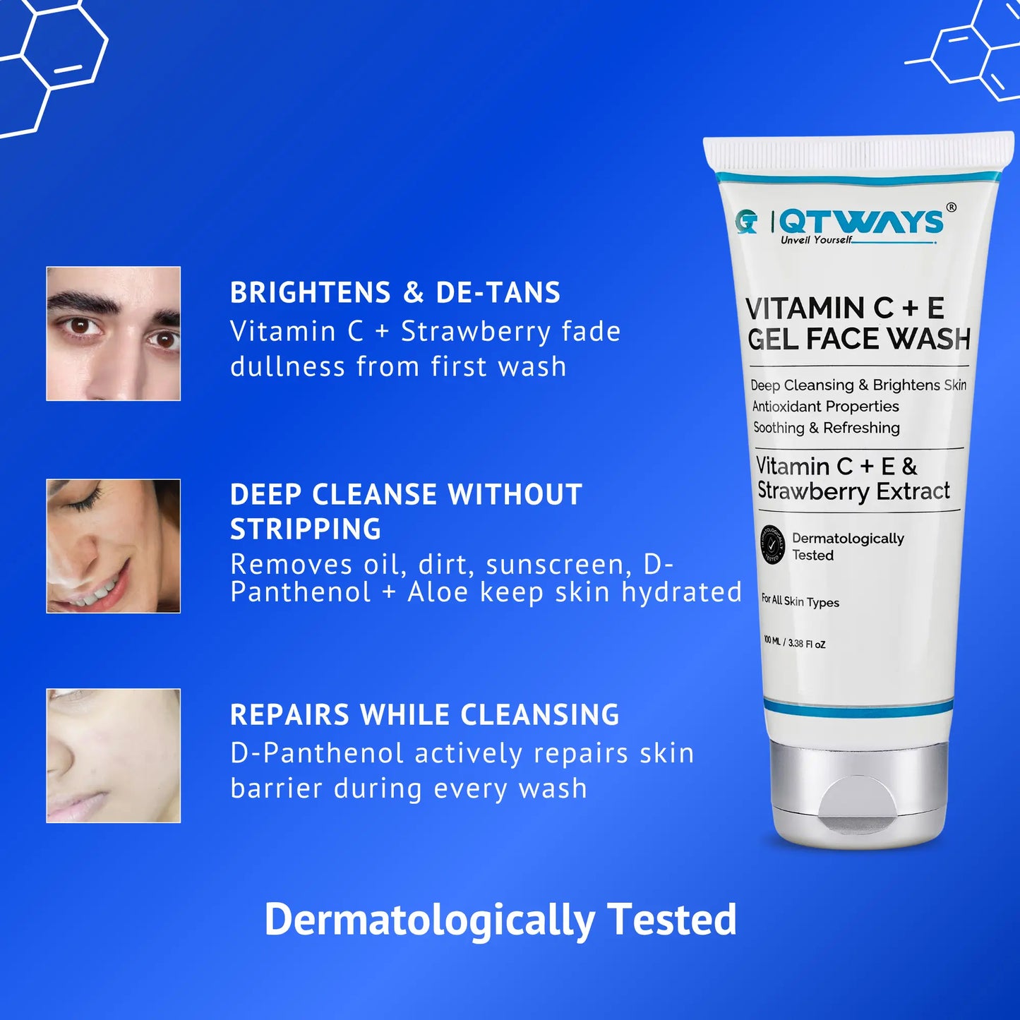 Vitamin C + E Gel Face Wash with Strawberry Extract & D-Panthenol