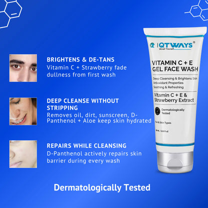 Vitamin C + E Gel Face Wash with Strawberry Extract & D-Panthenol
