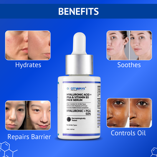 2% Hyaluronic Acid + PGA + Vitamin B5 Face Serum — 7-Active Deep Hydration with Soybean Ferment, Turmeric & Copper Peptide