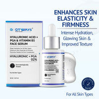 2% Hyaluronic Acid + PGA + Vitamin B5 Face Serum — 7-Active Deep Hydration with Soybean Ferment, Turmeric & Copper Peptide
