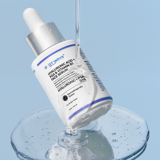 QTWAYS Hyaluronic Acid PGA and Vitamin B5 Face Serum lightweight hydrating serum for plump glowing and deeply moisturized skin with non sticky texture