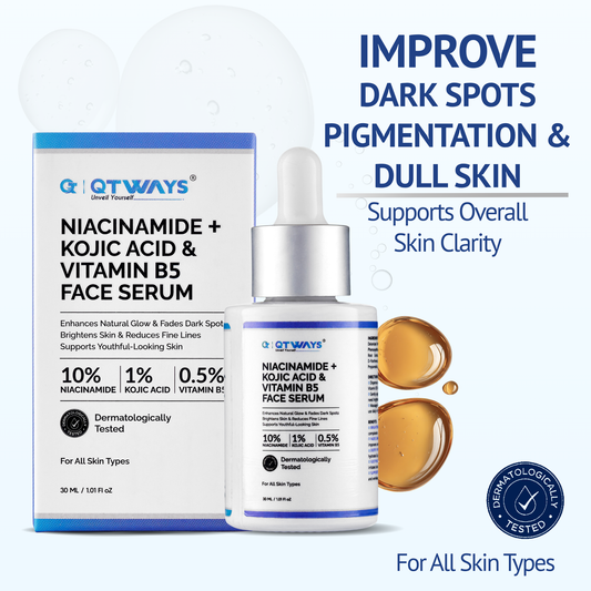 10% Niacinamide + 1% Kojic Acid + Vitamin B5 Face Serum — India’s Only 7-Active Brightening System