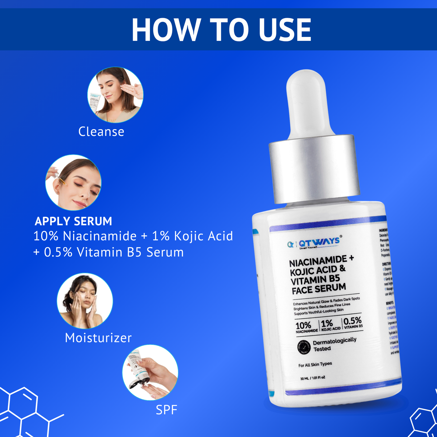 10% Niacinamide + 1% Kojic Acid + Vitamin B5 Face Serum — India’s Only 7-Active Brightening System
