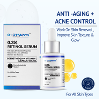 QTWAYS 0.3 percent Retinol Serum with Coenzyme Q10 Vitamin E and Bakuchiol Oil for anti aging acne control skin renewal and smoother glowing skin