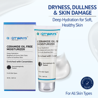 QTWAYS Ceramide Oil Free Moisturizer with deep hydration barrier repair and skin brightening benefits for soft healthy skin and all skin types