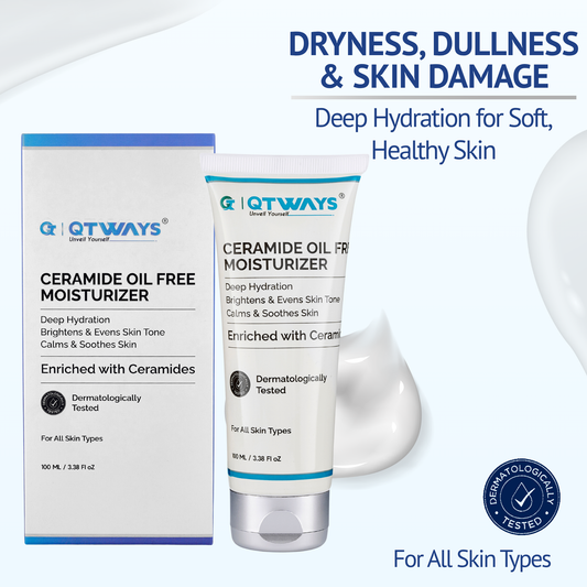 Ceramide Oil-Free Moisturizer with Hyaluronic Acid, Vitamin C & E — India’s Only Ceramide Moisturizer That Repairs AND Brightens