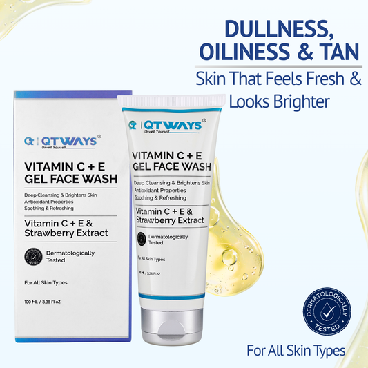 Vitamin C + E Gel Face Wash with Strawberry Extract & D-Panthenol — India’s Cleanest Brightening Cleanser