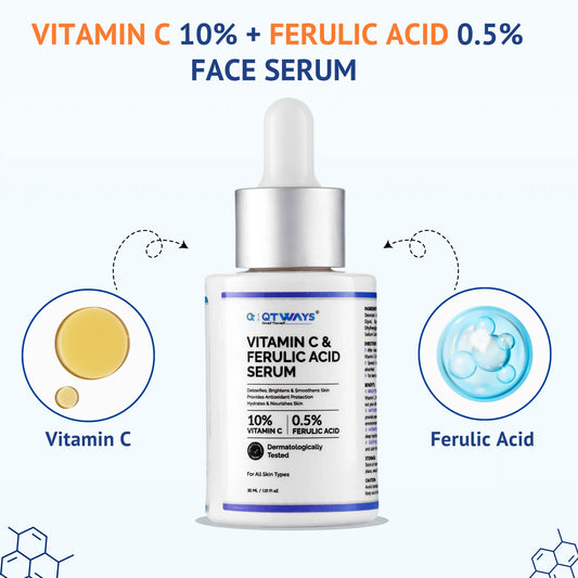 10% Vitamin C & 0.5% Ferulic Acid Brightening Serum — The Antioxidant Powerhouse for Glowing, Even-Toned Skin
