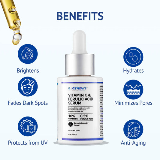 10% Vitamin C & 0.5% Ferulic Acid Brightening Serum — The Antioxidant Powerhouse for Glowing, Even-Toned Skin