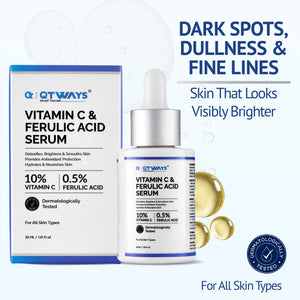 10% Vitamin C & 0.5% Ferulic Acid Brightening Serum — The Antioxidant Powerhouse for Glowing, Even-Toned Skin