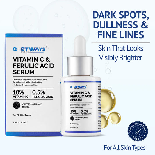 10% Vitamin C & 0.5% Ferulic Acid Brightening Serum — The Antioxidant Powerhouse for Glowing, Even-Toned Skin