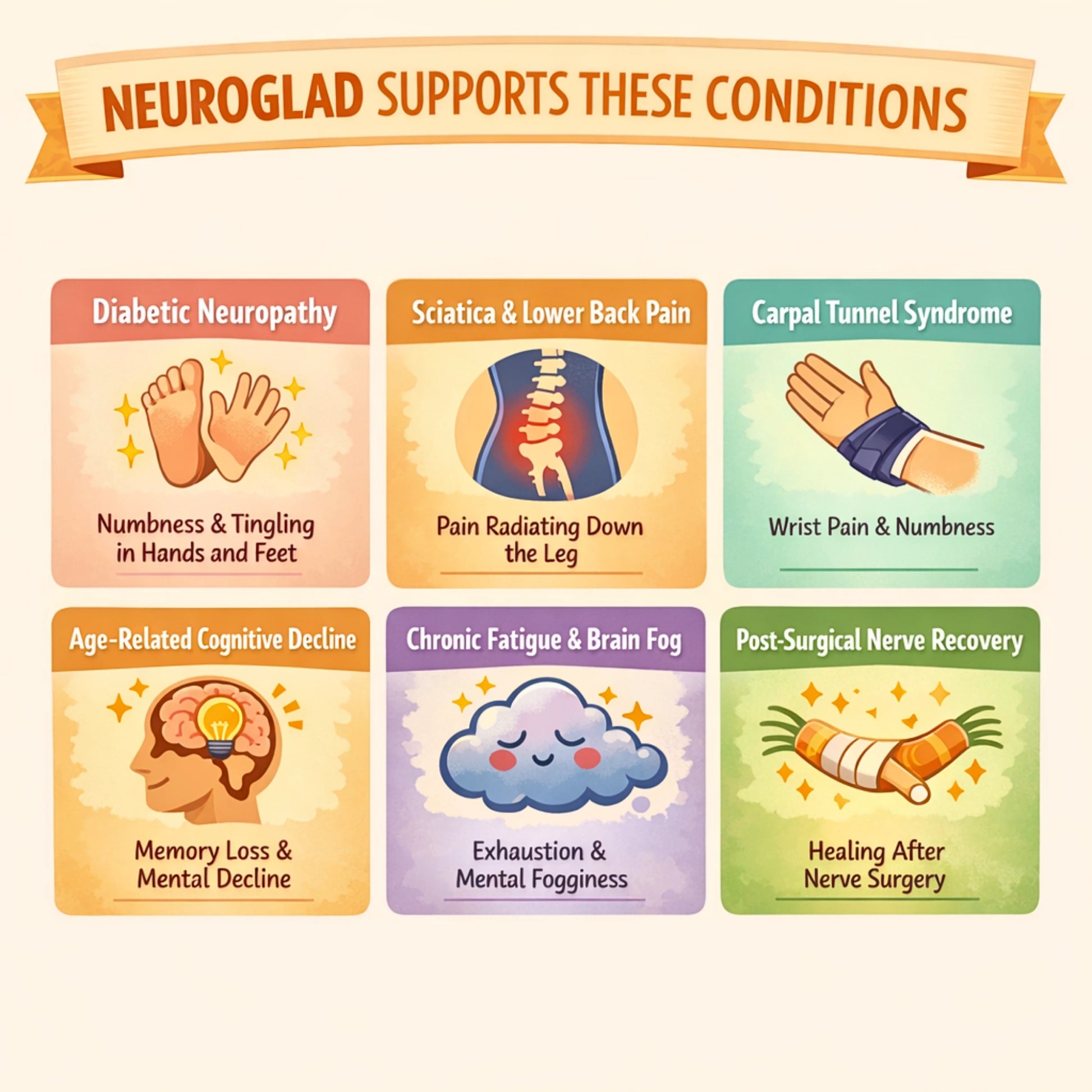 Neuroglad support for neuropathy, sciatica and nerve recovery