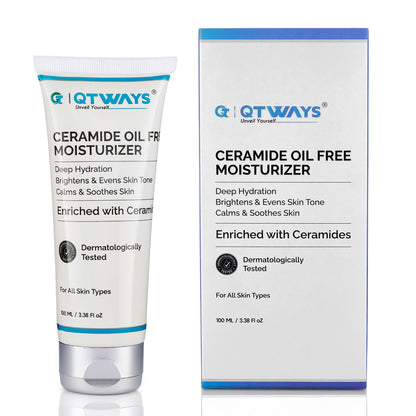 Ceramide Oil-Free Moisturizer with Hyaluronic Acid, Vitamin C & E — India’s Only Ceramide Moisturizer That Repairs AND Brightens