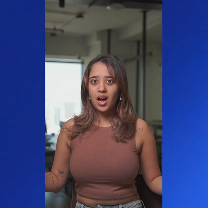 A young Indian woman sharing her skincare routine using Qtways Hyaluronic Acid Face Serum for deep skin hydration and a natural glow.