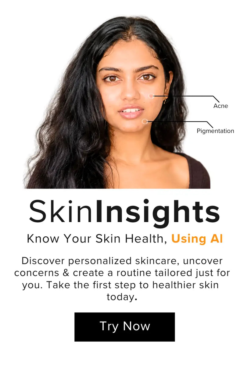 Qtways SkinInsights AI mobile banner featuring personalized skin analysis to detect acne and pigmentation concerns and provide customized skincare recommendations for healthier skin.