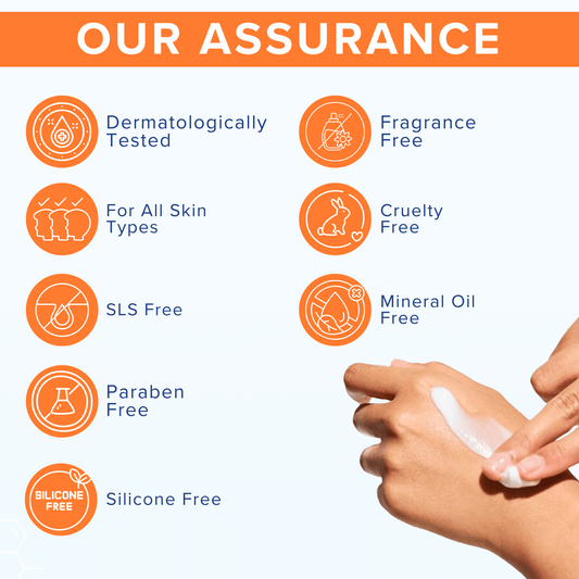 QTWAYS Ceramide and Hyaluronic Acid Sunscreen Cream SPF 50 PA++++ dermatologically tested fragrance free silicone free paraben free and suitable for all skin types