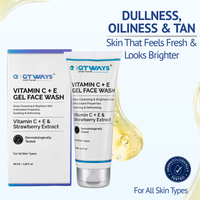 QTWAYS Vitamin C and E Gel Face Wash with strawberry extract for deep cleansing brightening oil control and fresh glowing skin for all skin types