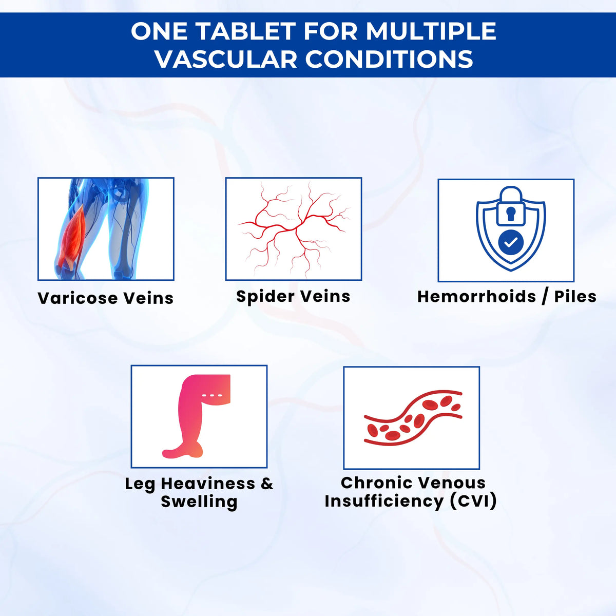 Varinorm vein care tablets for varicose veins, spider veins, leg swelling and venous circulation support